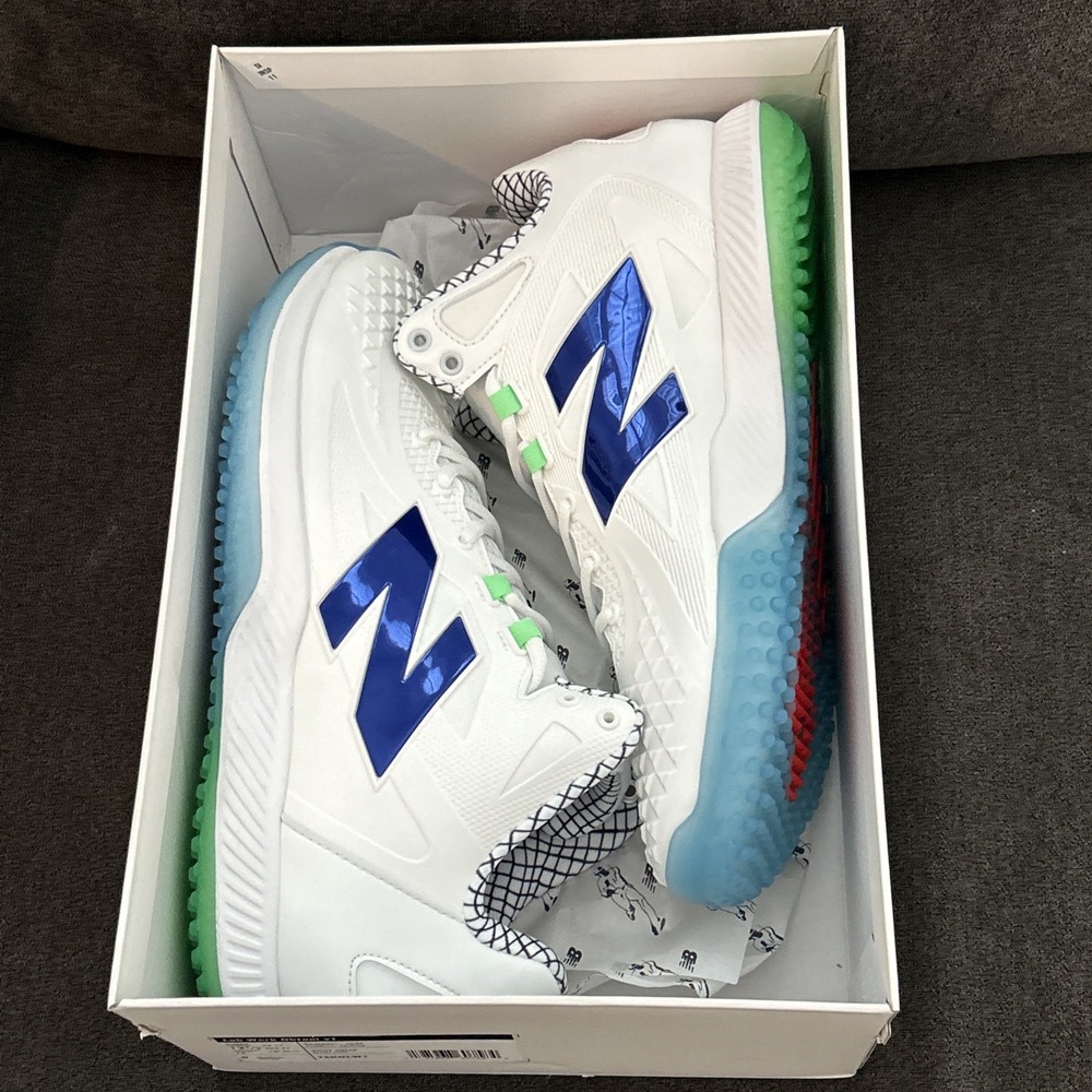 New Balance Shohei Ohtani 1 Trainer Lab Work Men 12.5 White Blue Turf Baseball - Picture 7 of 8